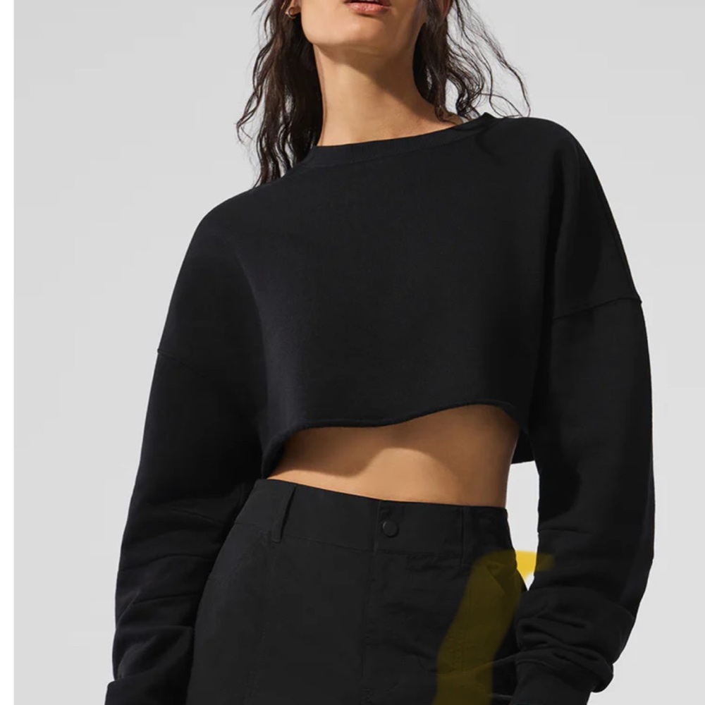ALO Yoga Black Cropped Sweatshirt